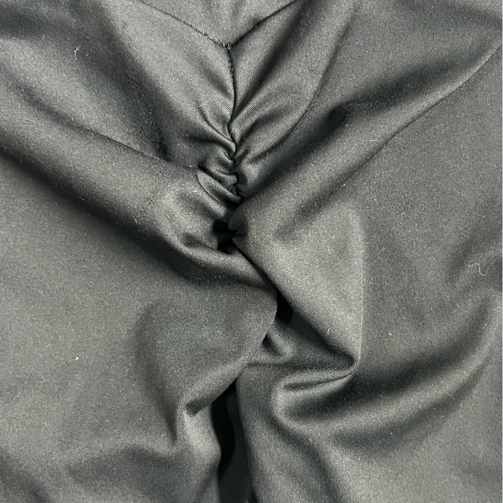 BLACK MID RISE FULL LENGTH LEGGINGS‎ WITH RUCHING - Picture 8 of 9